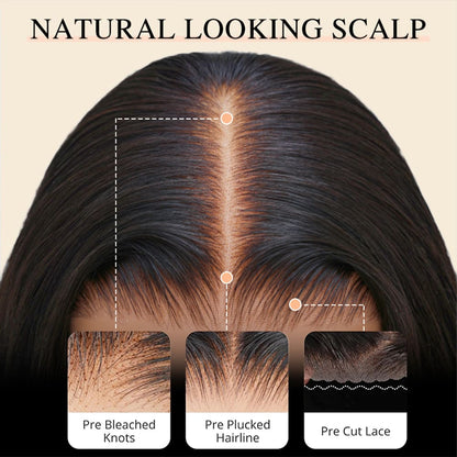 Silqora Hair 13×6 HD Lace Wig Straight 180% 250% Density Pre Bleached Knots Plucked Hairline