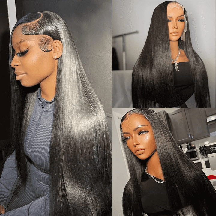 Silqora Hair 13×6 HD Lace Wig Straight 180% 250% Density Pre Bleached Knots Plucked Hairline