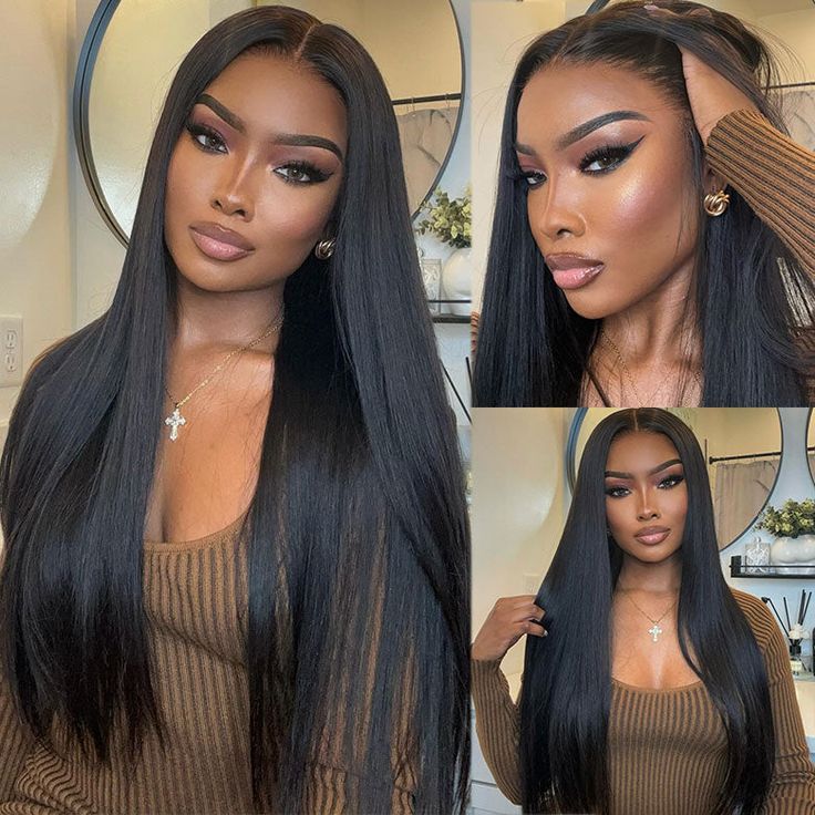 Silqora Hair 13×6 HD Lace Wig Straight 180% 250% Density Pre Bleached Knots Plucked Hairline